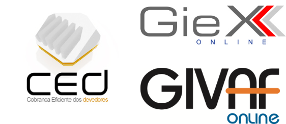 Logos das soluções da Eicon: CED, Giex e GIVAF